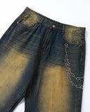 Acid Wash Rhinestone Chain Baggy Jeans | Inflation Streetwear INFLATION