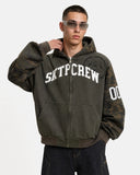 Appliqué Boxy Zip Up Hoodie | Inflation Streetwear