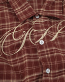 Script Embroidered Plaid Long-Sleeve Shirt | Inflation Streetwear