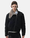 Faux Fur Asymmetric Zip Padded Jacket | Inflation Streetwear
