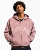 Suede Patch Embroidery Zip Hoodie | Inflation Streetwear INFLATION