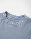 Script Washed Studded Boxy Waffle T-Shirt | Inflation Streetwear