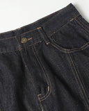 Relaxed wide-leg denim long shorts