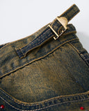 Dirty Wash Rhinestone Baggy Jeans | Inflation Streetwear INFLATION