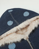 Polka Dot Faux Fur Denim Jacket | Inflation Streetwear
