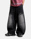 Faded Embroidered Script Barrel Sweatpants