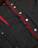 Red Faux Fur Denim Jacket | Inflation Streetwear