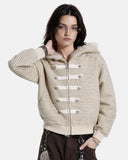 Striped Faux Fur Hooded Bomber Jacket | Inflation Streetwear