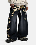 Puff Print Script Wide-Leg Sweatpants | Inflation Streetwear