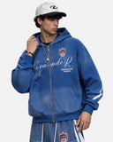 Washed Stripe Graphic Zip Up Hoodie | Inflation Streetwear