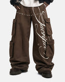Script Graphic Wide Leg Cargo Pants | Inflation Streetwear