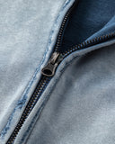 Blue Distressed Acid Wash Zip Up Hoodies | Inflation Streetwear INFLATION