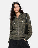 Camo Boxy Zip Up Hoodie | Inflation Streetwear
