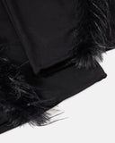 black barrel sweatpants hem with faux fur trim