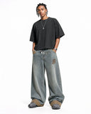 Leopard Pactchwork Embroidery Baggy Jeans | Inflation Streetwear INFLATION