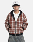 Reversible Plaid Boxy Zip Up Hoodie | Inflation Streetwear