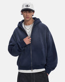 Monkey Washed Fleece Boxy Zip Up Hoodie | Inflation Streetwear
