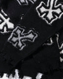 Distressed Cross Graphic Knit Sweater | Inflation Streetwear