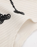ribbed knit texture detail for embroidered tank top