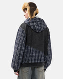 Plaid Patchwork Boxy Zip Up Hoodie | Inflation Streetwear
