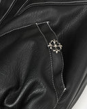Faux Fur Collar PU Leather Jacket | Inflation Streetwear