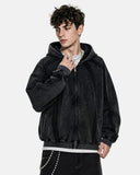 Snow Washed Raw Edge Boxy Zip Up Hoodie | Inflation Streetwear