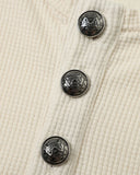 henley three button neckline detail on waffle long sleeve t shirt