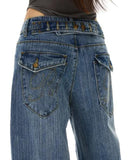 Cinch Back Washed Bamboo Weave Baggy Jeans | Inflation Streetwear INFLATION