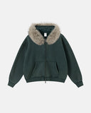 Faux Fur Collar Distressed Zip Up Hoodies | Inflation Streetwear INFLATION
