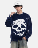 Distressed Skull Knit Sweater | Inflation Streetwear