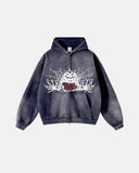 Spider Web Monkey Wash Zip Up Hoodies | Inflation Streetwear INFLATION