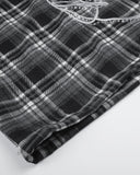 Rhinestone Script Plaid Barrel Pants | Inflation Streetwear