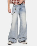 light blue bootcut jeans model front view
