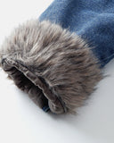 Faux Fur Padded Boxy Denim Jacket | Inflation Streetwear
