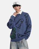 Dinosaur Graphic Crew Neck Knit Sweater | Inflation Streetwear