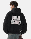 Gothic Letter Washed Zip Up Hoodie | Inflation Streetwear