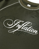 Distressed Ripped Script Graphic Waffle T-Shirt | Inflation Streetwear