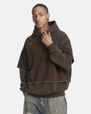 Washed Layered Raw Edge Boxy Hoodie | Inflation Streetwear