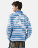 Cross Graphic Striped Polo Shirt | Inflation Streetwear