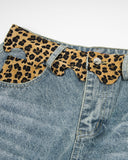 Leopard Patch Denim Jorts | Inflation Streetwear INFLATION