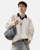 Retro Striped Polo Knit Sweater | Inflation Streetwear
