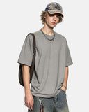 model front view wearing deconstructed seam boxy t shirt