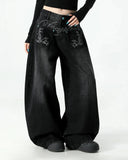 Graphic Embroidered Washed Barrel Jeans | Inflation Streetwear INFLATION