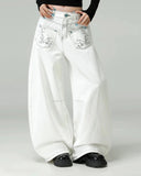 Graphic Embroidered Washed Barrel Jeans | Inflation Streetwear INFLATION