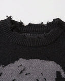 Distressed Skull Knit Sweater | Inflation Streetwear