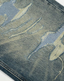 Whiskered Distressed Baggy Jeans | Inflation Streetwear