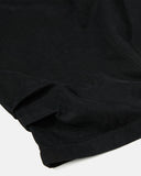 detail view of hem and stitching on black cargo pants