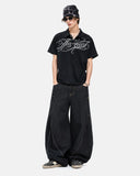 full body outfit with black embroidered polo t shirt