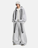 Braided Trim Boxy Zip Up Hoodie | Inflation Streetwear
