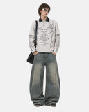 full body outfit with white gothic layered polo shirt